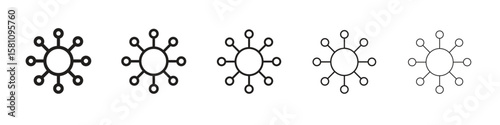 Hub icon in thin to bold stroke versions on white background