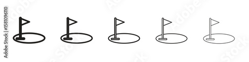 Golf yard icon in thin to bold stroke versions on white background