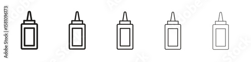 Glue icon in thin to bold stroke versions on white background