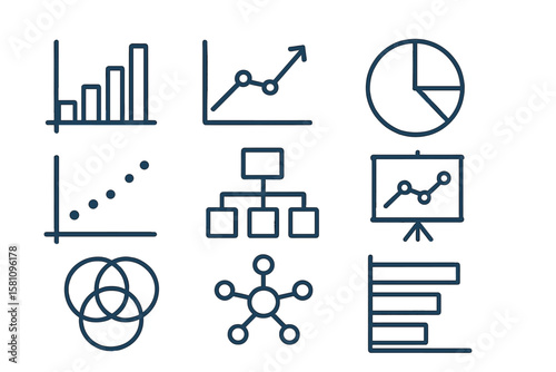 Lineo Editable Stroke offers diagrams and graphs line icons as Vector Icons, allowing adjustment of stroke weight, expansion to any size, and alteration to any colour