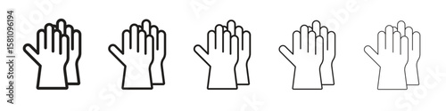 Gloves icon in thin to bold stroke versions on white background