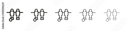 Foosball icon in thin to bold stroke versions on white background