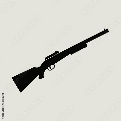 Black military automatic assault rifle vector isolated on white