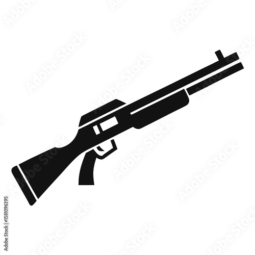 Isolated vector illustration of an automatic military assault rifle on a white background
