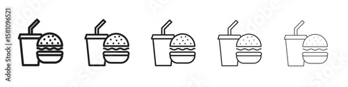 Fast food icon in thin to bold stroke versions on white background