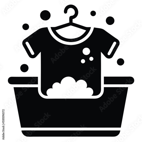 Washing Clothes Glyph vector icon design on white background