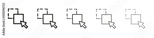 Drag and drop icon in thin to bold stroke versions on white background