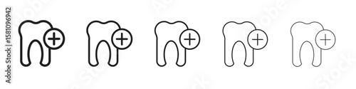 Dental insurance icon in thin to bold stroke versions on white background