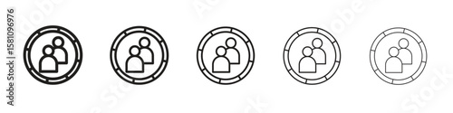 Demographics icon in thin to bold stroke versions on white background