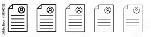 Curriculum icon in thin to bold stroke versions on white background