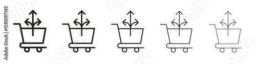 Cross sell icon in thin to bold stroke versions on white background