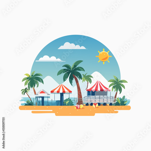 tropical island with palm trees