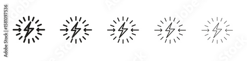 Conflict icon in thin to bold stroke versions on white background