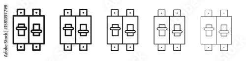Circuit Breaker icon in thin to bold stroke versions on white background