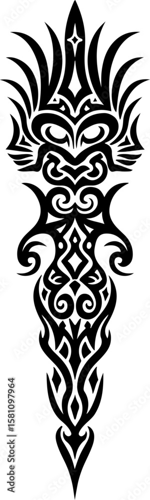 Fototapeta premium Indian tribal symbols, fire icons, flame tattoos design