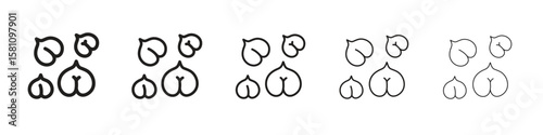 Chickpeas hummus icon in thin to bold stroke versions on white background