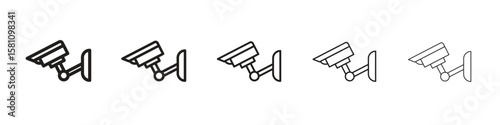 CCTV icon in thin to bold stroke versions on white background