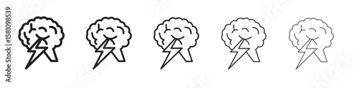 Brainstorm icon in thin to bold stroke versions on white background
