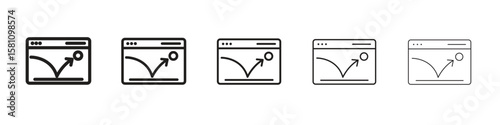 Bounce rate icon in thin to bold stroke versions on white background
