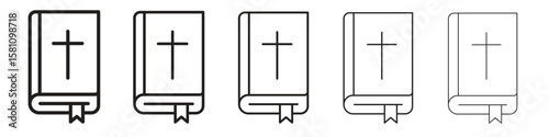Bible icon in thin to bold stroke versions on white background