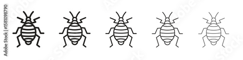 Bedbug icon in thin to bold stroke versions on white background