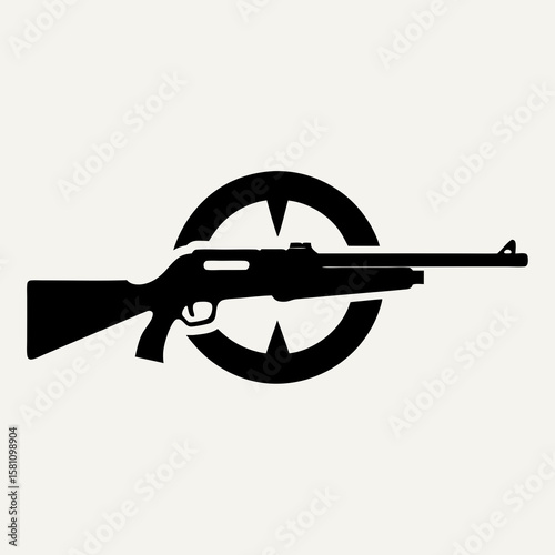 Automatic assault rifle vector illustration, a black and white military weapon silhouette