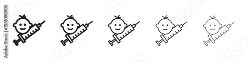 Baby Vaccination icon in thin to bold stroke versions on white background