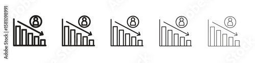 Attrition icon in thin to bold stroke versions on white background