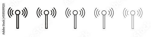 Antenna icon in thin to bold stroke versions on white background