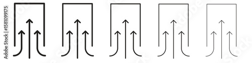 Air suction icon in thin to bold stroke versions on white background
