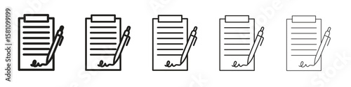 Agreement icon in thin to bold stroke versions on white background