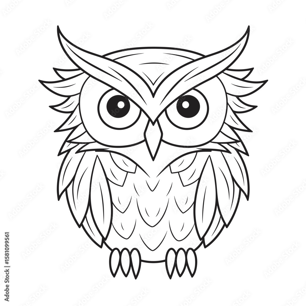 Obraz premium Minimalistic image of owl symbol of wisdom in vector art style