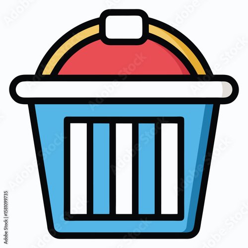 Laundry basket with handles icon vector design. Plastic hamper on white background