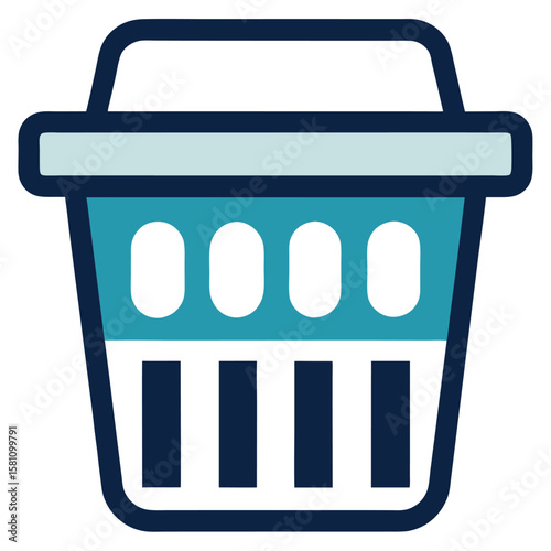 Laundry basket with handles icon vector design. Plastic hamper on white background