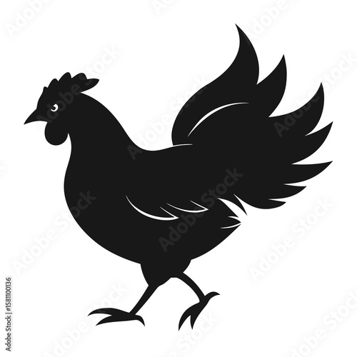 Rooster silhouette vector isolated on white background simple farm bird icon