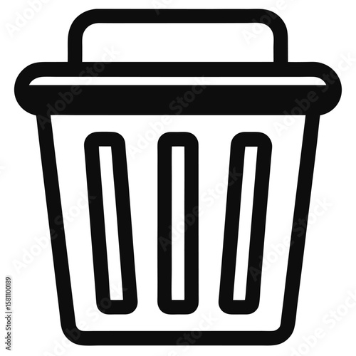 Laundry basket with handles icon vector design. Plastic hamper on white background