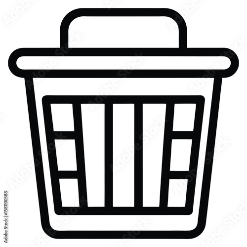 Laundry basket with handles icon vector design. Plastic hamper on white background