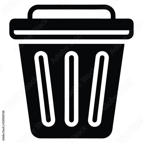 Laundry basket with handles icon vector design. Plastic hamper on white background