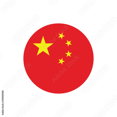 China flag round button vector. Chinese national flag icon badge for independence day celebration PNG on transparent background.