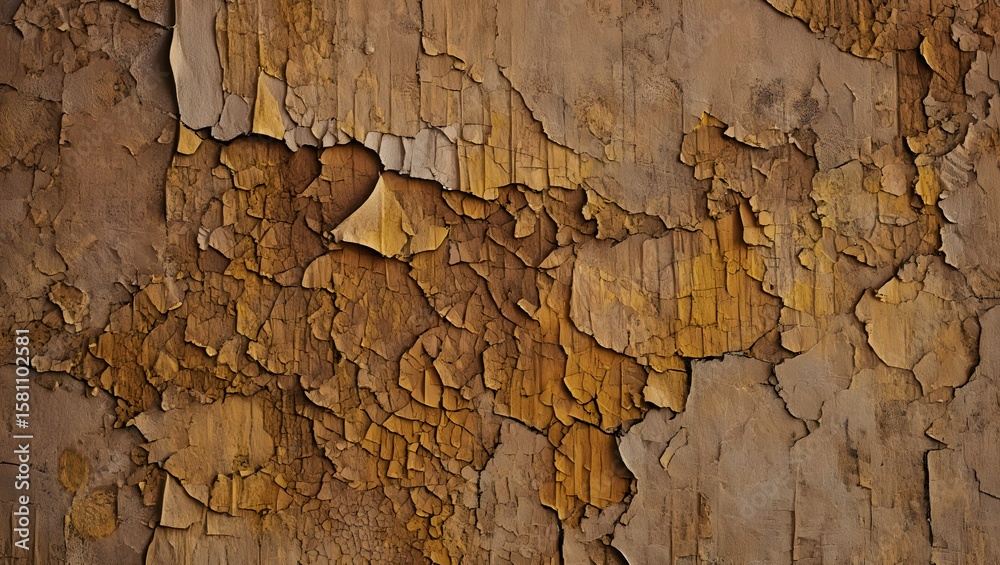 Fototapeta premium Textured background of weathered wood with peeling paint revealing aged grain and cracks