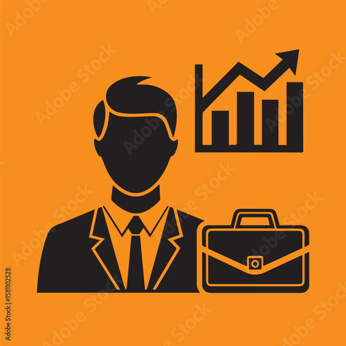 Stock Broker Icon vector silhouette 