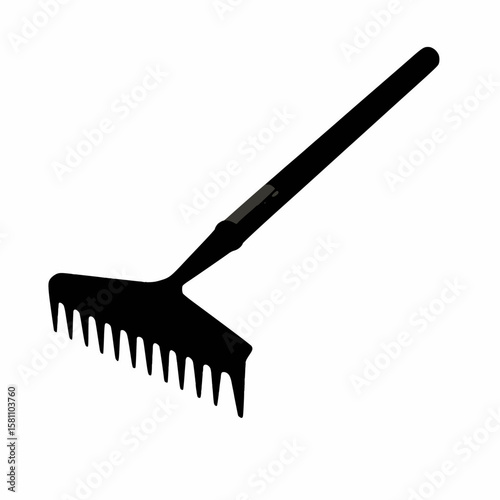 Garden Rake Vector Art - Essential Tool for Leveling Soil, Gathering Leaves, and Gardening Tasks