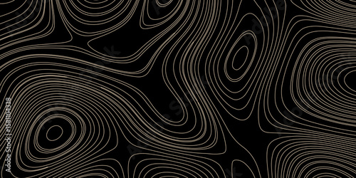Abstract Black Topographic Lines Background – Monochrome contour map design with wavy elevation curves, seamless fluid pattern ideal for futuristic, tech, or minimalistic themed graphic design project