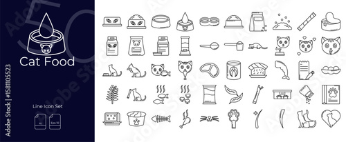 Cat Food Line Editable Icons set. Vector illustration in modern thin line style of Cat Food icons: cat, food, pet, etc