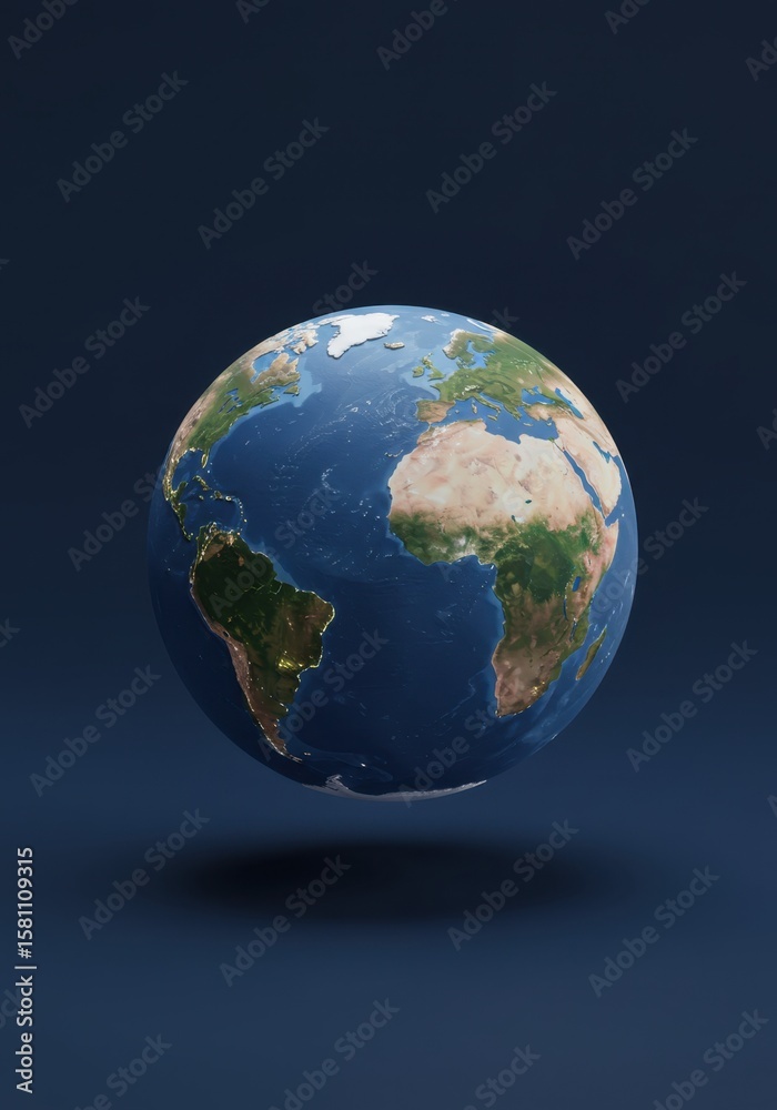 Fototapeta premium Pixelated Earth Globe 3D Render