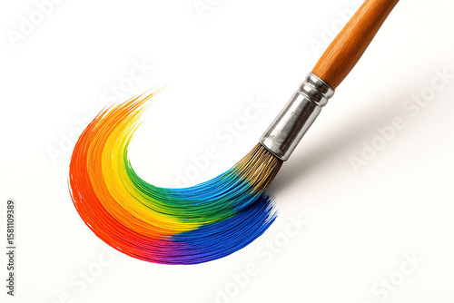 vibrant paintbrush Set with colorful strokes isolated on white background