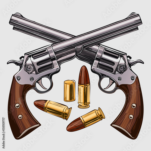Silhouette icon vector set of guns and pistols in minimal flat style, including revolvers and handguns, perfect for security graphics, military icons, action game elements, and weapon-related infograp