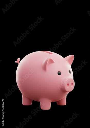 Pink Piggy Bank 3D Render