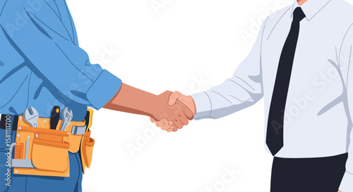 Professional handshake between a businessman and a construction worker