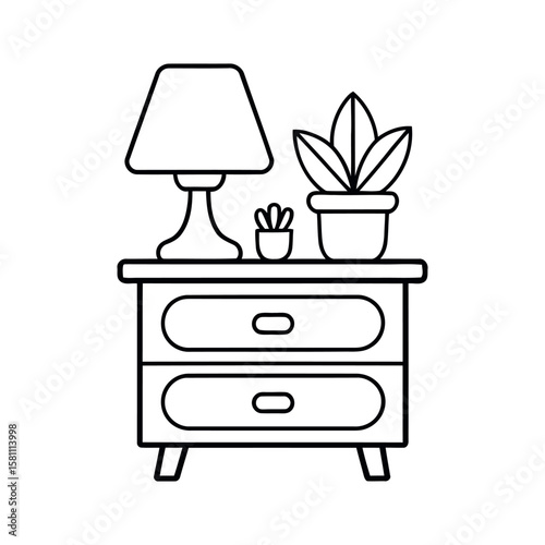 Bedside table with lamp and plants nightstand potted plants